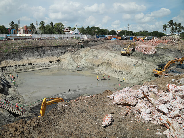 Basement Construction at Market Of India