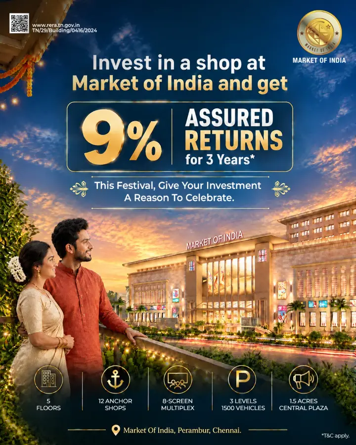Invest in a shop at Market of India and get 9% assured returns for 3 years