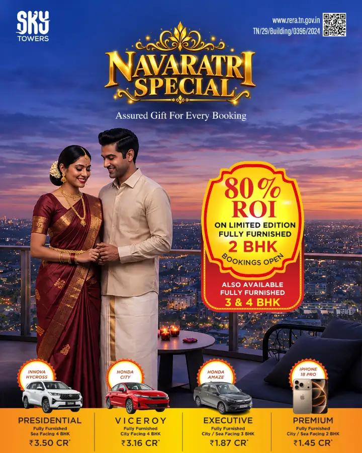SKY Towers Navaratri Special — fully furnished 2, 3 and 4 BHK homes at SPR City